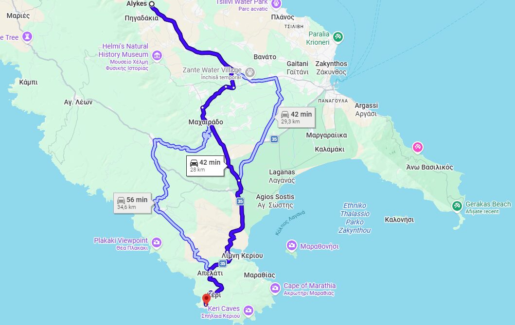 Zakynthos driving distances