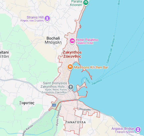 Zakynthos driving distances